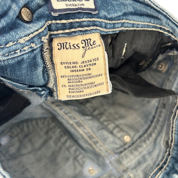Miss Me Jeans for Buckle Butterfly Fleur de Lis Rhinestone Denim Women Sz 25 Y2K - Picture 4 of 12